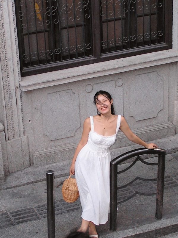 White Retro French Camisole Dress - Julie Series Mid-Length Skirt with Pure Desire Design, Y2K Style