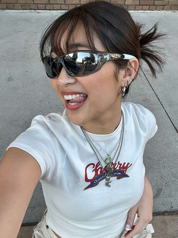 White Short Sleeve Crop T-Shirt for Women - Retro American Style Belly-Baring Top, Summer Fashion, ABG Hot Girl Vibe