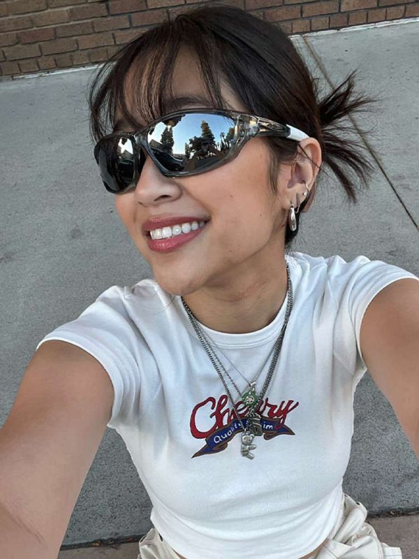 White Short Sleeve Crop T-Shirt for Women - Retro American Style Belly-Baring Top, Summer Fashion, ABG Hot Girl Vibe