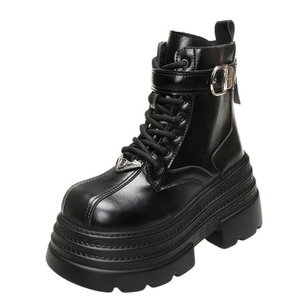 Women's 10cm Martin Boots - Plush Slim Short Thick-Soled Height-Increasing Autumn Winter 2024 Style for Petite Fashion