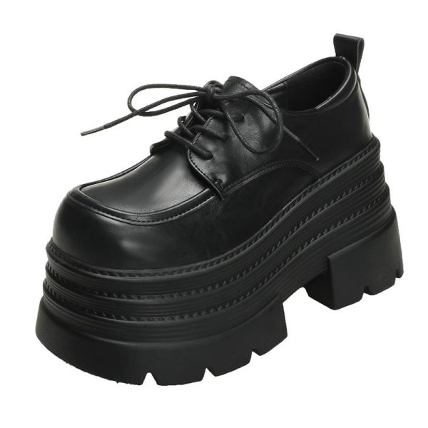 Women's 10cm Thick-Soled British Style Leather Loafers - 2025 Casual Platform Shoes for Petite Height Increase