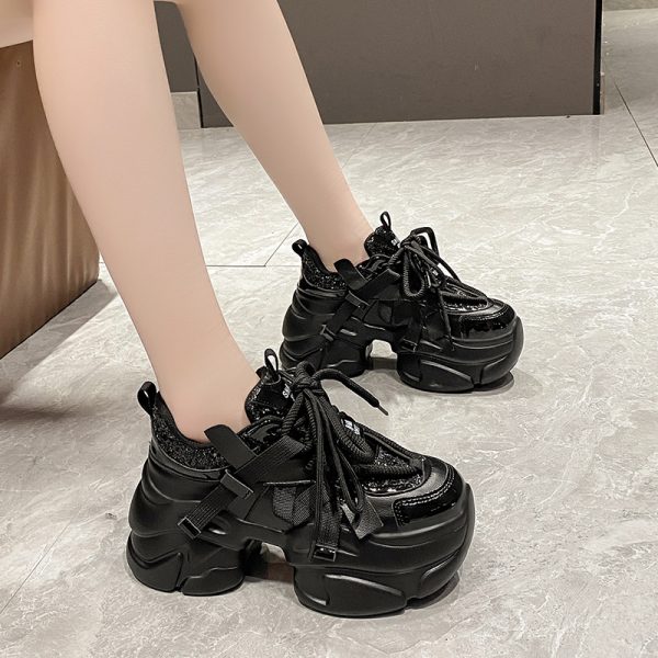 Women's 8CM Thick-Soled Casual Dad Shoes - Plush Sports Sneakers for Autumn Winter 2023, Trendy European Style
