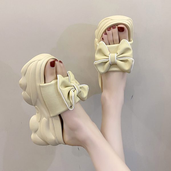Women's Butterfly Knot Flat Sandals with Thick Sole - Summer 2025 Platform Shoes for Outdoor Fashion