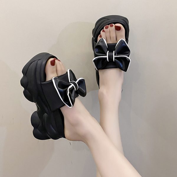 Women's Butterfly Knot Flat Sandals with Thick Sole - Summer 2025 Platform Shoes for Outdoor Fashion
