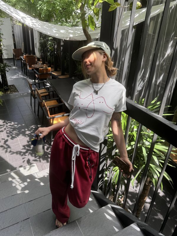 Women's Casual Short Sleeve T-Shirt with Round Neck, Simple Line Drawing, New Summer Style, Trendy 90s Fashion
