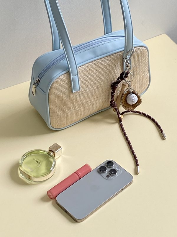 Women's Color Block Spliced Straw Beach Bag - Korean INS Style Handheld Underarm Bag for Vacation & Summer Outings