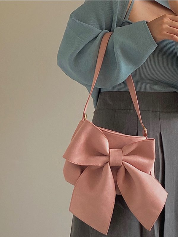 Women's Cute Big Bow Underarm Bag - Niche Design Shoulder Tote for Spring & Summer, Trendy Chic Style