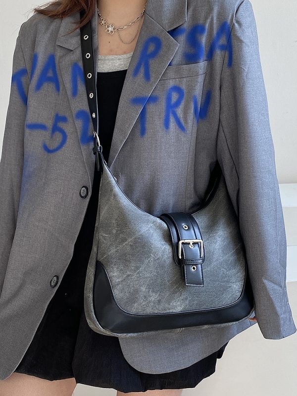 Women's Denim Retro Saddle Bag - Versatile Commuter Crossbody Shoulder Bag for 90s Y2K Style