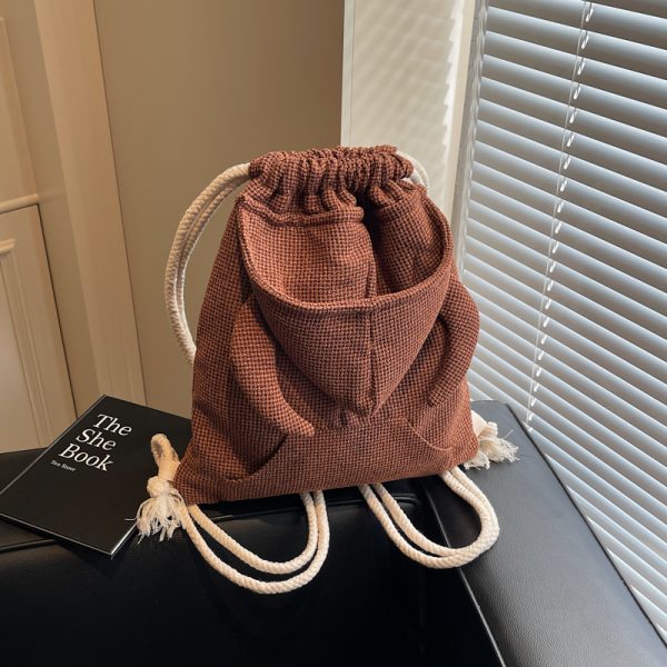 Women's Drawstring Bucket Hat Hoodie with Double Shoulder Bag - Versatile Small Backpack for Travel and Commuting