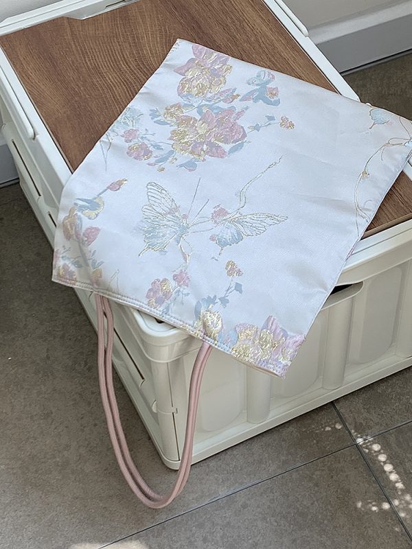 Women's Embroidered Canvas Tote Bag - Chinese Style National Wind Design, Shoulder Handbag for 2025 Fashion Trends