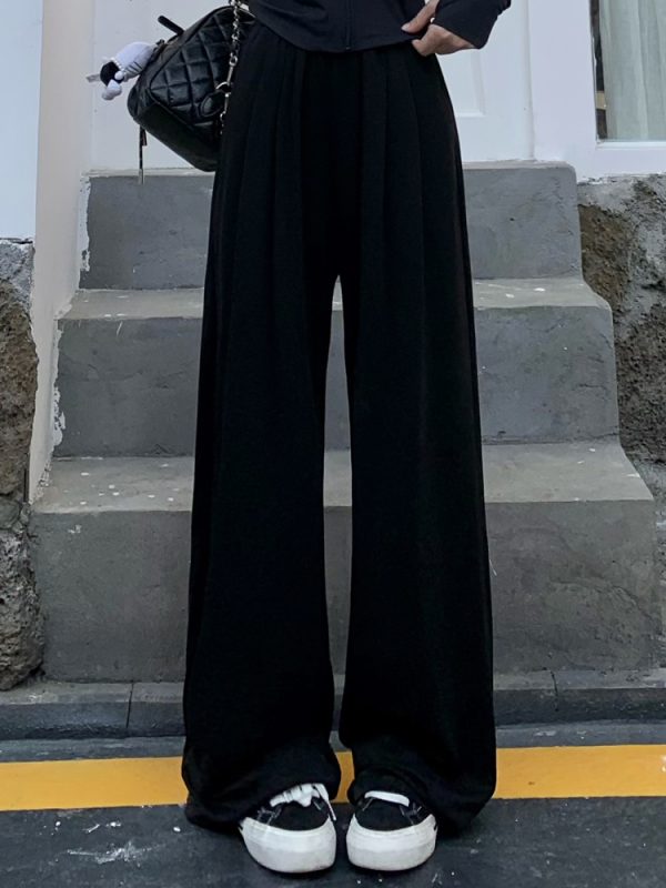 Women's Gray Wide-Leg Pants - Summer Soft Flowy Casual Trousers, Versatile Loose Fit for Effortless Style