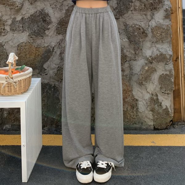 Women's Gray Wide-Leg Pants - Summer Soft Flowy Casual Trousers, Versatile Loose Fit for Effortless Style