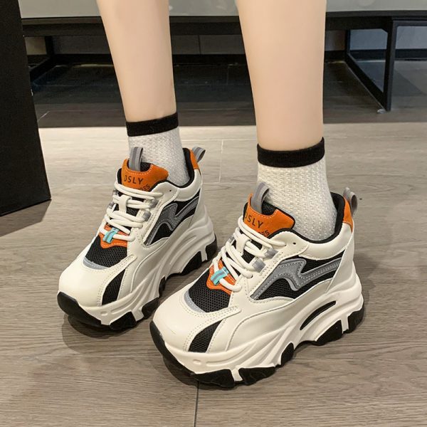 Women's Height-Increasing Dad Shoes - Soft-Soled Thick-Soled Sports Sneakers for Casual Wear - Trendy Autumn Winter 2024 Style