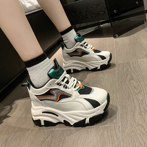 Women's Height-Increasing Dad Shoes - Soft-Soled Thick-Soled Sports Sneakers for Casual Wear - Trendy Autumn Winter 2024 Style