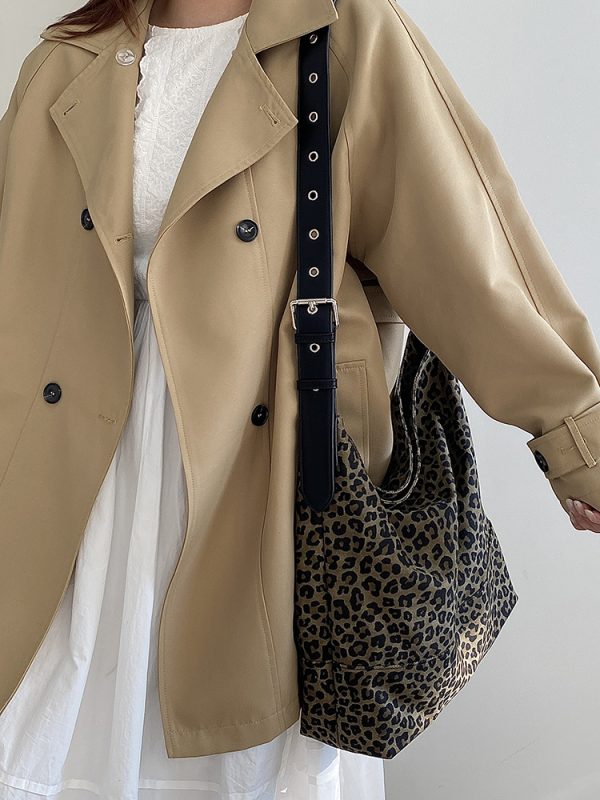 Women's High-End Leopard Print Tote Bag - Large Capacity Spring Summer Shoulder Crossbody Bag for 2025 Fashion