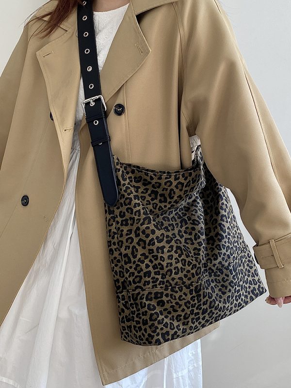 Women's High-End Leopard Print Tote Bag - Large Capacity Spring Summer Shoulder Crossbody Bag for 2025 Fashion