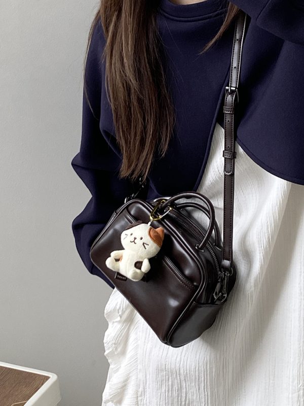 Women's High-End Retro Boston Bag - Lightweight Korean Style Crossbody Shoulder Handbag for 2025 Fashion