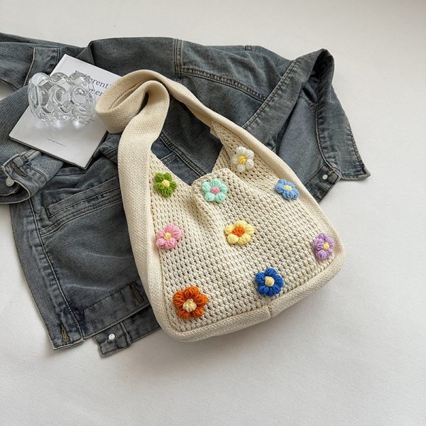Women's Knitted Yarn Tote Bag - 2025 Trendy Lazy Style Shoulder Bag with Large Capacity for Commuting and Everyday Use