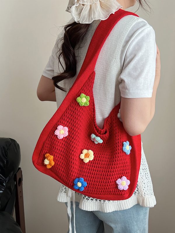 Women's Knitted Yarn Tote Bag - 2025 Trendy Lazy Style Shoulder Bag with Large Capacity for Commuting and Everyday Use