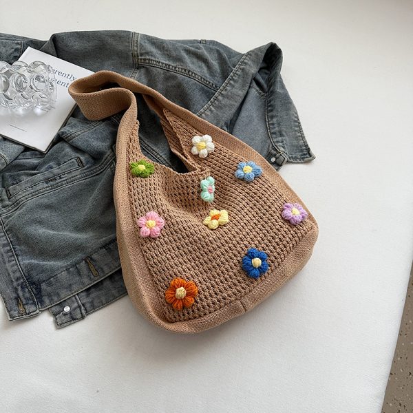Women's Knitted Yarn Tote Bag - 2025 Trendy Lazy Style Shoulder Bag with Large Capacity for Commuting and Everyday Use