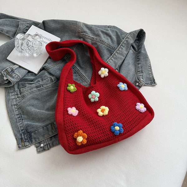 Women's Knitted Yarn Tote Bag - 2025 Trendy Lazy Style Shoulder Bag with Large Capacity for Commuting and Everyday Use