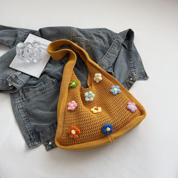 Women's Knitted Yarn Tote Bag - 2025 Trendy Lazy Style Shoulder Bag with Large Capacity for Commuting and Everyday Use