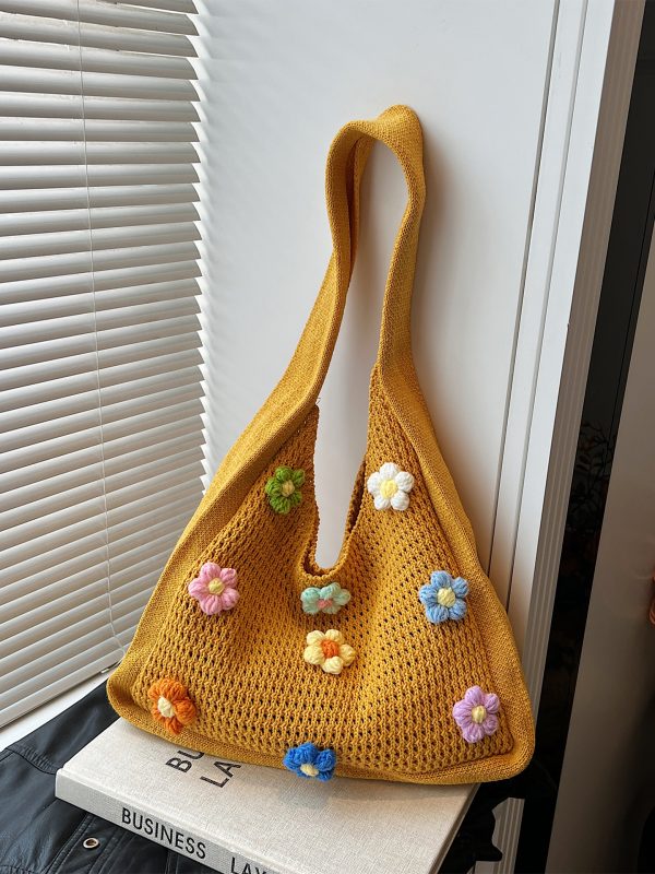 Women's Knitted Yarn Tote Bag - 2025 Trendy Lazy Style Shoulder Bag with Large Capacity for Commuting and Everyday Use