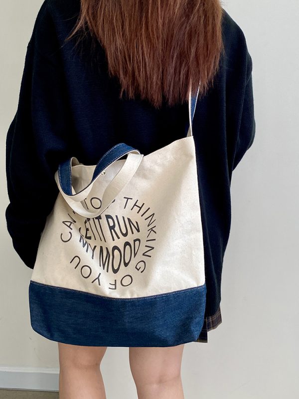 Women's Korean Style Large Capacity Canvas Tote Bag - Casual Handheld & Crossbody Design for College