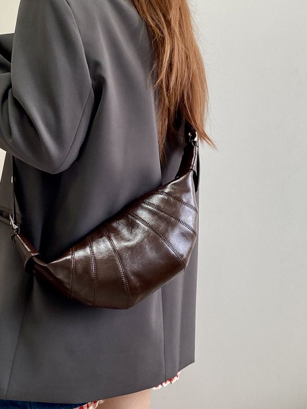 Women's Korean Style Retro Croissant Horn Bag - High-End Dumpling Shoulder Crossbody Small Purse 2025 Fashion Accessory