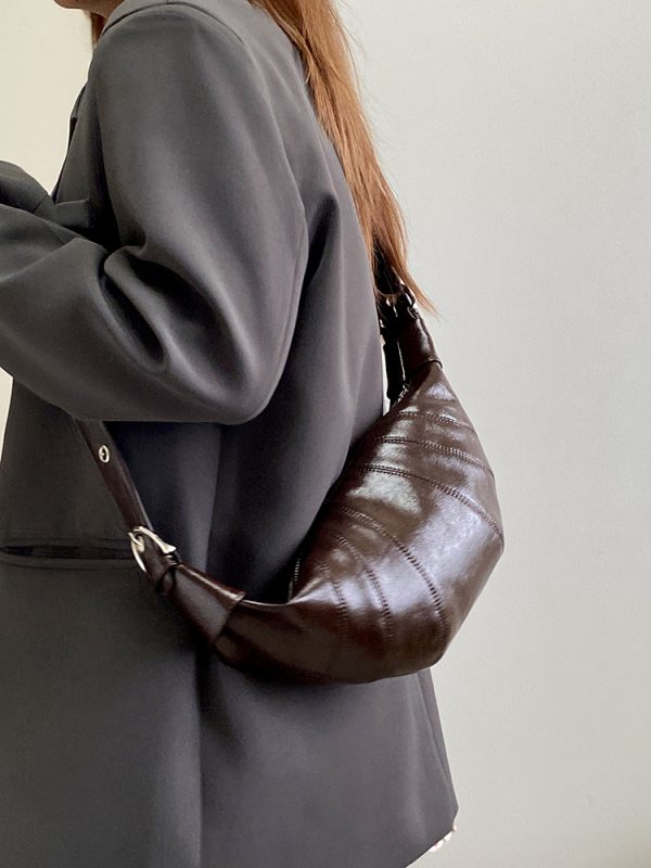 Women's Korean Style Retro Croissant Horn Bag - High-End Dumpling Shoulder Crossbody Small Purse 2025 Fashion Accessory