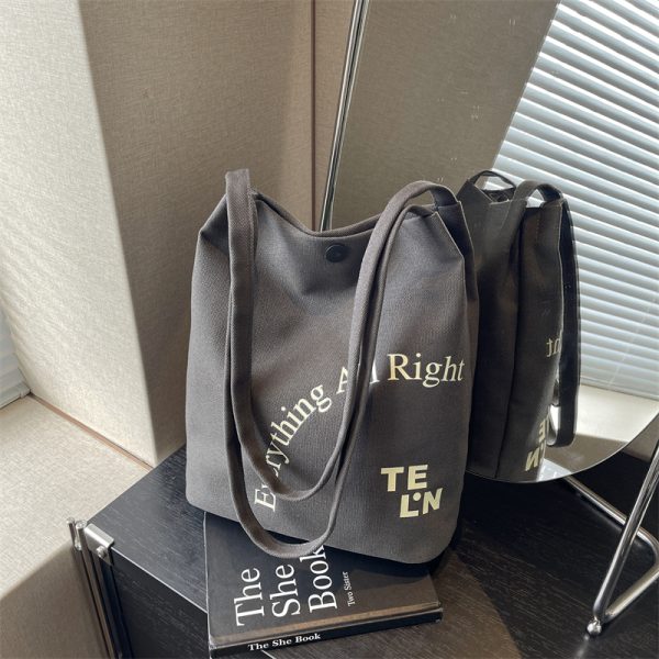 Women's Large Capacity Canvas Underarm Bucket Bag for Work, Commuting, and Everyday Use - Versatile Tote Shoulder Bag