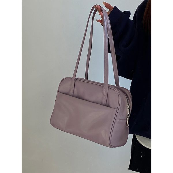 Women's Large Capacity Shoulder Tote Bag in Gentle Purple - Spring/Summer Niche Design for 2025