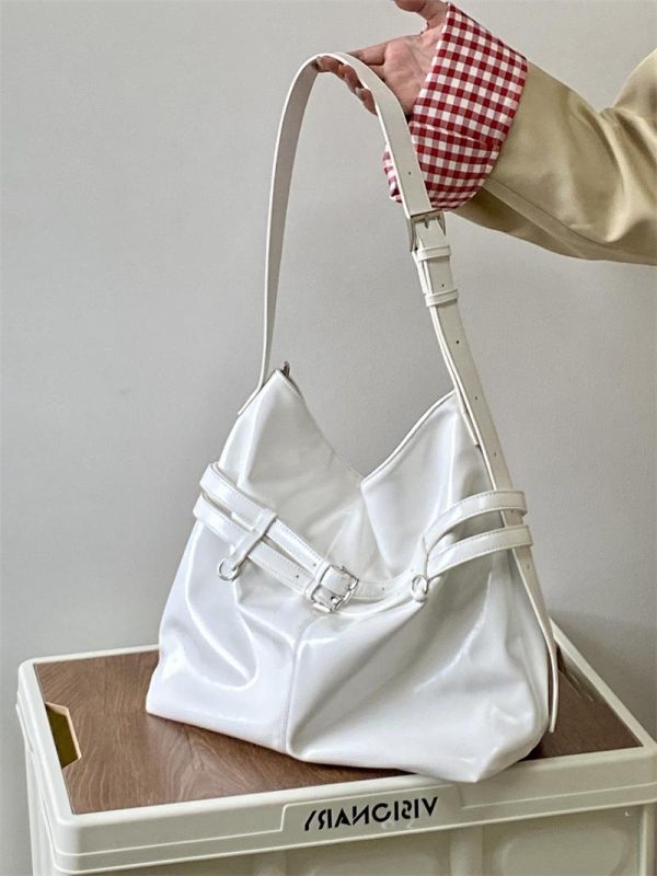 Women's Large Capacity Tote Bag - Korean Style Oil Leather Versatile Shoulder & Crossbody Bag for Everyday Use