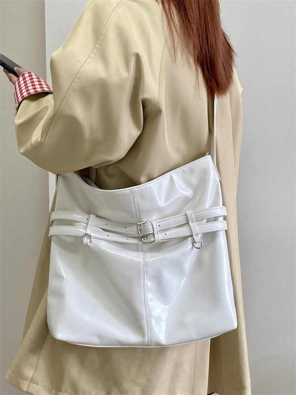 Women's Large Capacity Tote Bag - Korean Style Oil Leather Versatile Shoulder & Crossbody Bag for Everyday Use