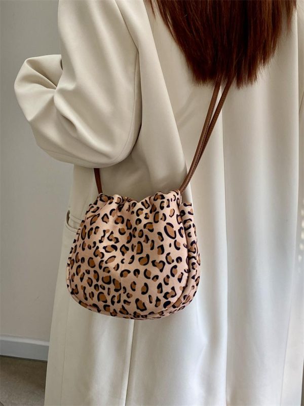 Women's Leopard Print Canvas Crossbody Bag - Minimalist Casual Design for Spring and Summer - Versatile Small Handbag