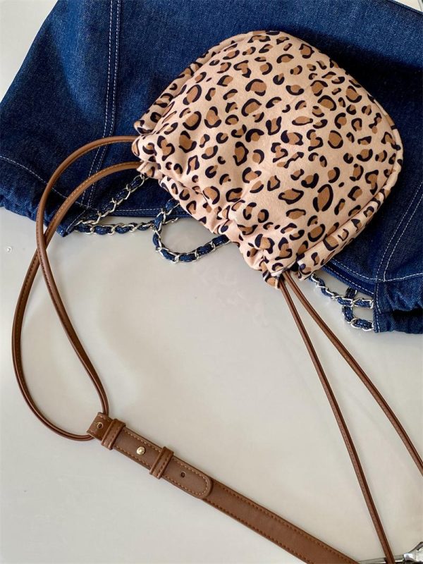 Women's Leopard Print Canvas Crossbody Bag - Minimalist Casual Design for Spring and Summer - Versatile Small Handbag