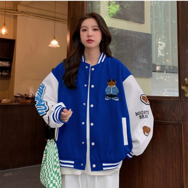 Women's Loose Baseball Jacket - Casual Spring Coat, Versatile Top for Students, Trendy Streetwear Style