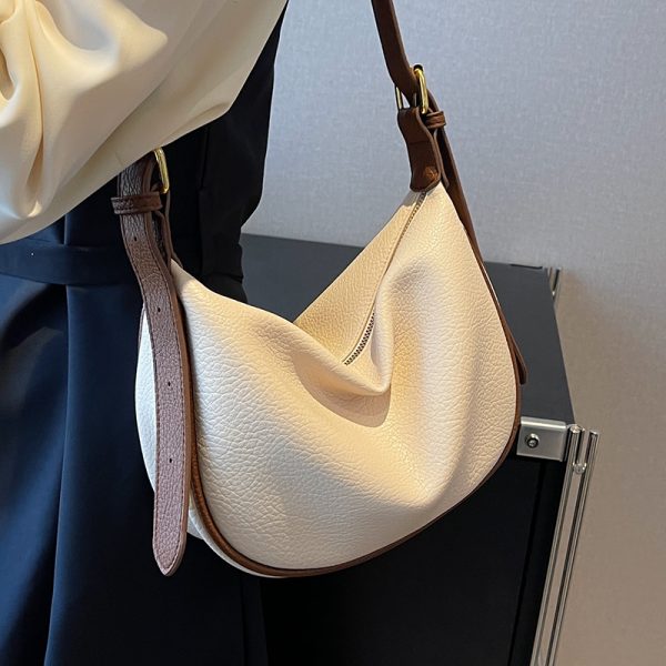 Women's Minimalist Textured Tote Bag - Casual Versatile Underarm Crossbody Bag for Summer 2025 Retro Fashion