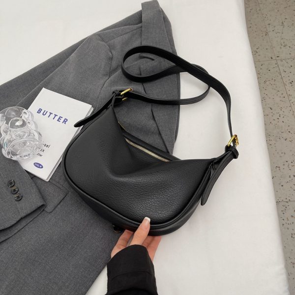 Women's Minimalist Textured Tote Bag - Casual Versatile Underarm Crossbody Bag for Summer 2025 Retro Fashion