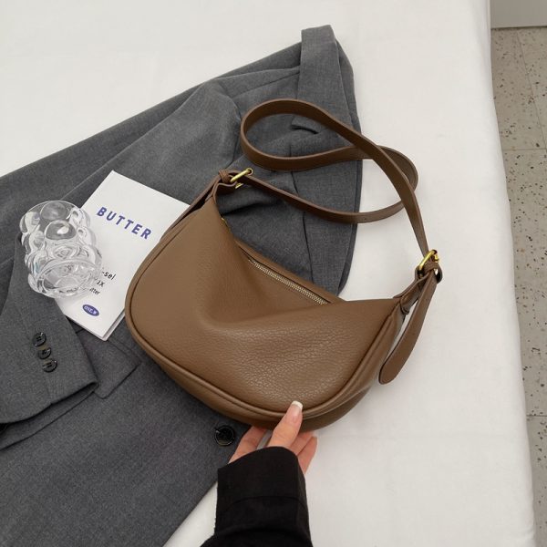 Women's Minimalist Textured Tote Bag - Casual Versatile Underarm Crossbody Bag for Summer 2025 Retro Fashion