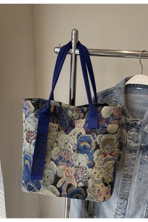 Womenâ€™s Niche Cartoon Canvas Tote Bag â€“ Large Capacity Spring 2025 Commuter Shoulder Bag for Students