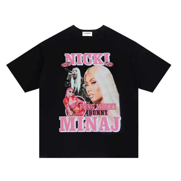 Womenâ€™s Oversized Black T-Shirt - American Retro Design, Summer Short Sleeve Top, High Street European Style