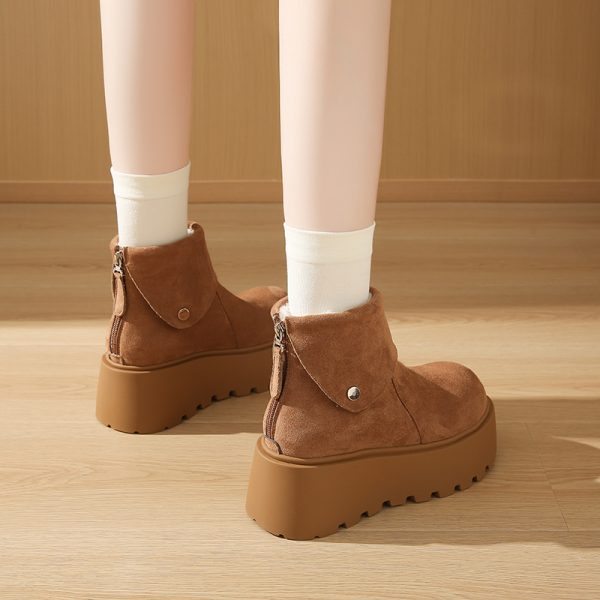Women's Platform Thick-Soled Waterproof Snow Boots, 2024 Winter Warm Cotton Short Boots with Plush Lining