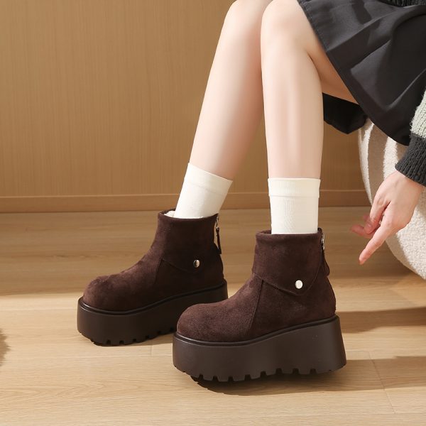 Women's Platform Thick-Soled Waterproof Snow Boots, 2024 Winter Warm Cotton Short Boots with Plush Lining