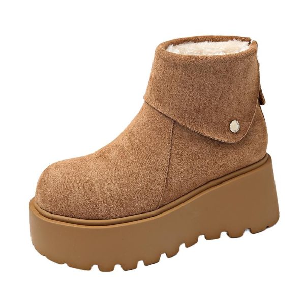 Women's Platform Thick-Soled Waterproof Snow Boots, 2024 Winter Warm Cotton Short Boots with Plush Lining