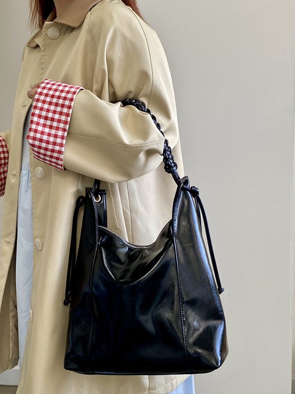 Women's Retro High-End Soft Leather Shoulder Tote Bag - Large Capacity Commuting Bag for 2025 Fashion