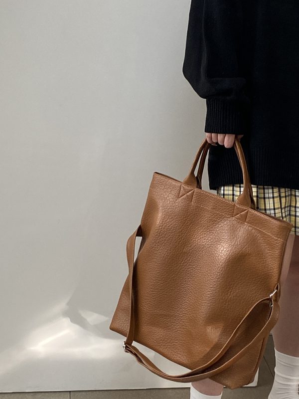 Women's Retro Korean Large Capacity Tote Bag - Stylish Shoulder Crossbody Bag for Everyday Use