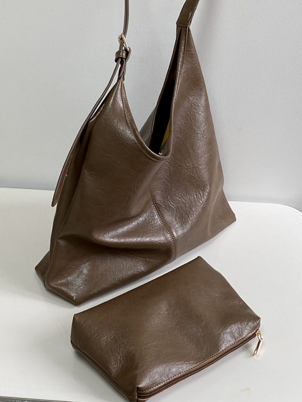 Women's Retro Large Capacity Tote Bag - Spring Summer 2025 Niche Design Crossbody Shoulder Bag for Commuting