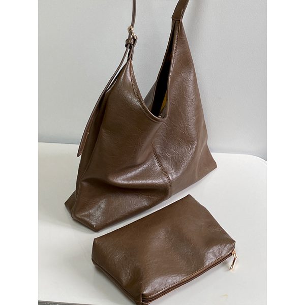 Women's Retro Large Capacity Tote Bag - Spring Summer 2025 Niche Design Crossbody Shoulder Bag for Commuting