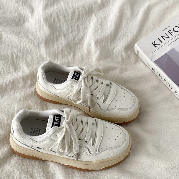 Women's Retro Thick-Soled White Sneakers - 2025 Spring Sports Casual Shoes, Versatile Design for Everyday Style